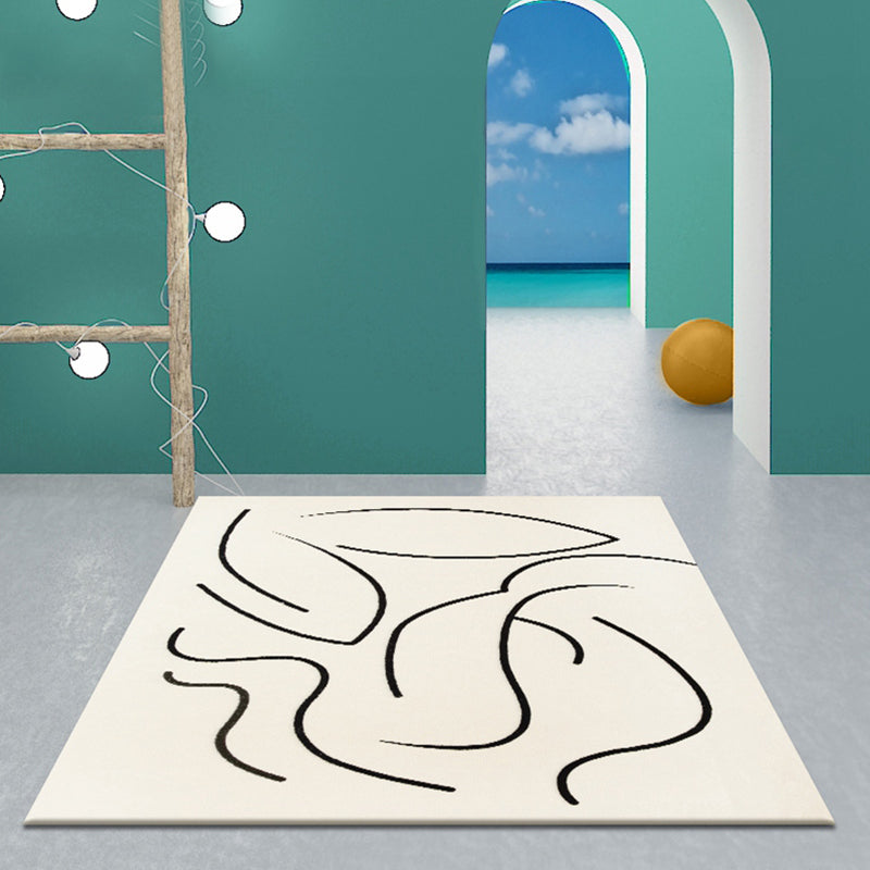 BowLift | Casual Beige Modernist Carpet Polyester Abstract Carpet Washable Pet-Friendly Non-Slip Carpet for the Living Room