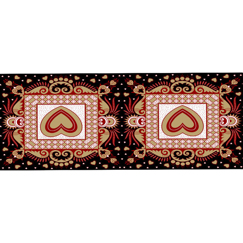 BowLift | Unique Heart Pattern Rug Black and Green Moroccan Rug Polyester Pet-Friendly Non-Slip Back Washable Rug for the Living Room