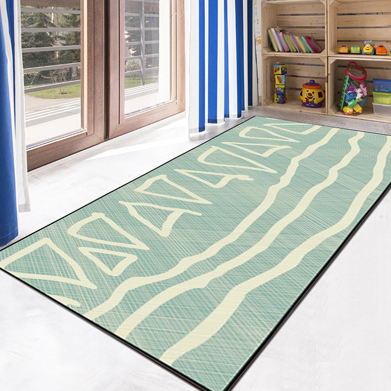 BowLift | Unique Heart Pattern Rug Black and Green Moroccan Rug Polyester Pet-Friendly Non-Slip Back Washable Rug for the Living Room