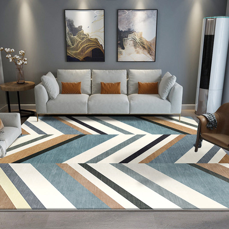 BowLift | Casual Modernism Rug Green and Brown Striped Pattern Rug Pet Friendly Non-Slip Washable Rug for Decoration