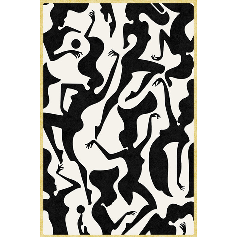 BowLift | Stylish Nordic Rug Black and White Abstract Rug Pet-Friendly Non-Slip Washable Rug for Decoration