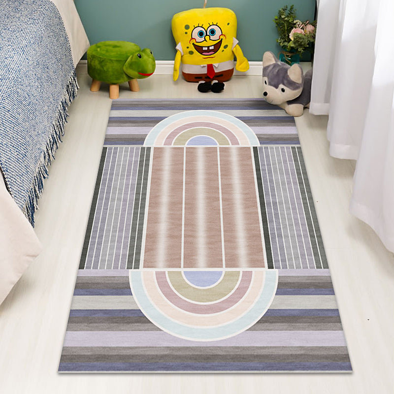 BowLift | Casual Modernism Rug Brown Striped Pattern Rug Pet Friendly Non-Slip Washable Rug for Decoration