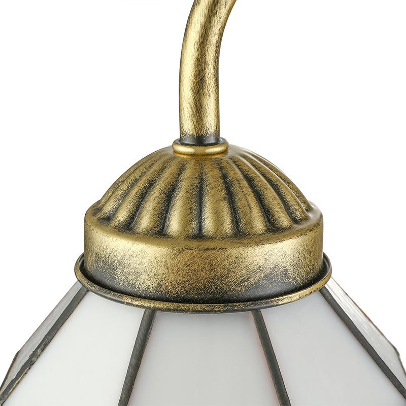 BowLift | Vintage Style Grid Dome Wall Light 1 Bulb Art Glass Wall Light with Curved Arm in Blue for Bathroom