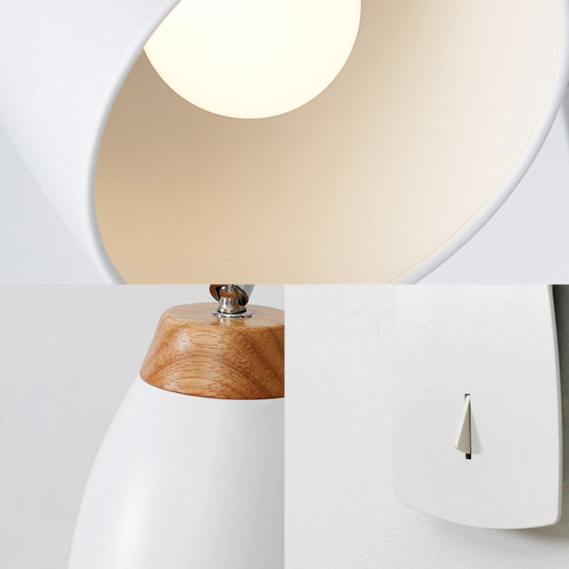 BowLift | Black/White Rounded Wall Lighting Fixture Simple Metal 1 Head Wall Light with Switch for Study