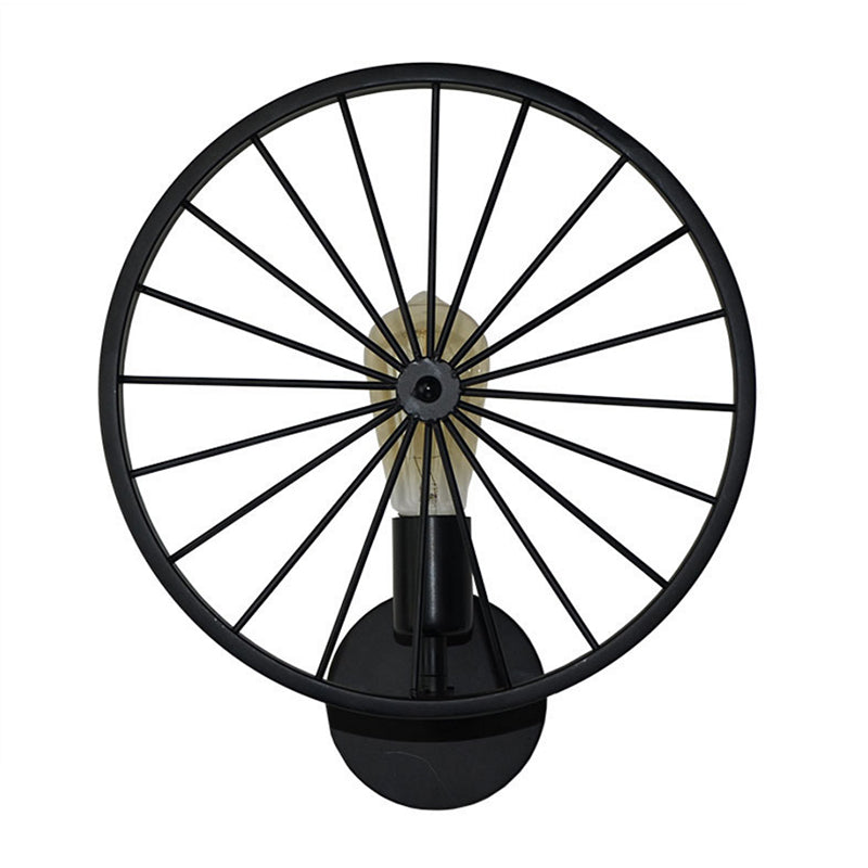 BowLift | 1 Bulb Metal Wall Lighting Vintage Black Version Wheel Restaurant Wall Lamp