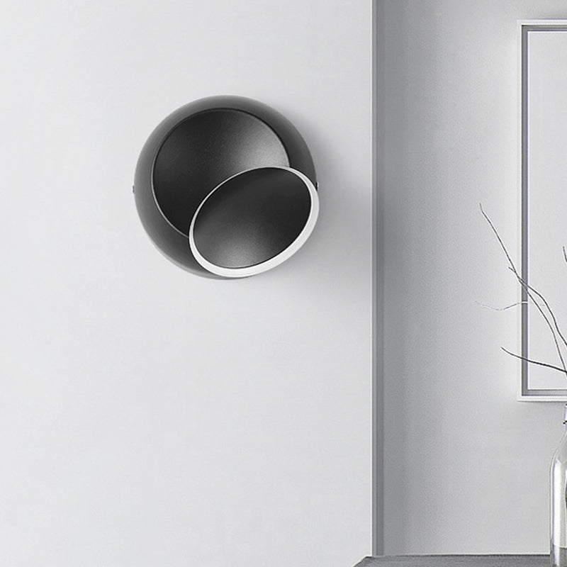 BowLift | Black/White Rotating Ellipse Wall Light Modern Novelty Iron LED Surface Wall Sconce with Simulated Eclipse Design