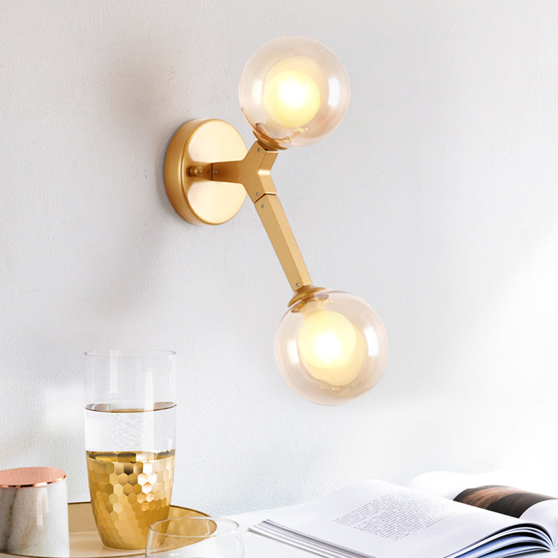 BowLift | Rotatable Tree Fork Wall Lights Ideas Modern Novelty Amber Glass 2 Bulbs Gold Wall Light Accessories