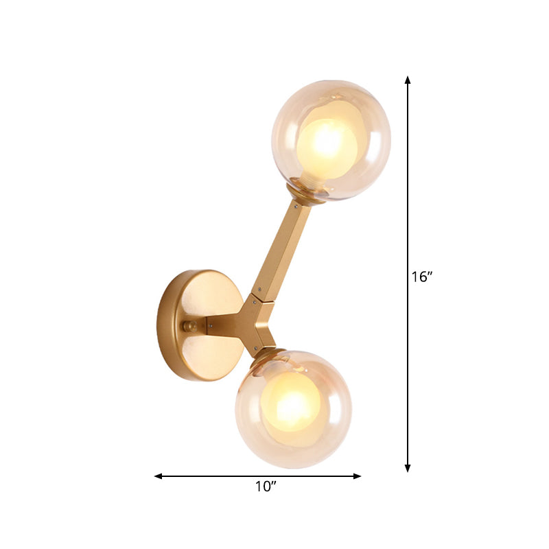 BowLift | Rotatable Tree Fork Wall Lights Ideas Modern Novelty Amber Glass 2 Bulbs Gold Wall Light Accessories