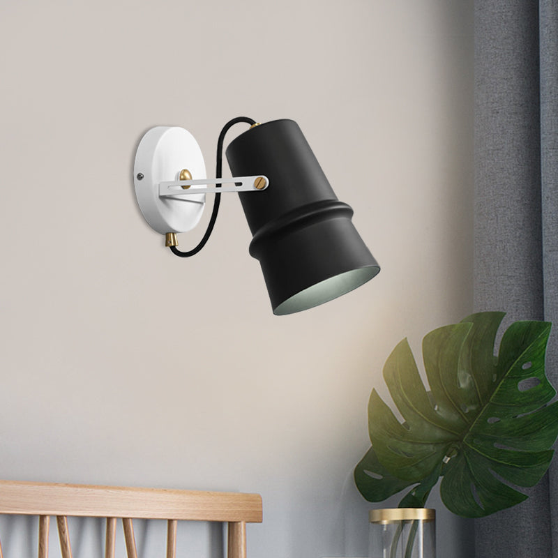 BowLift | Black/White Cone Wall Lamp Vintage Iron 1-Head Living Room Adjustable Wall Light Lighting Fixture