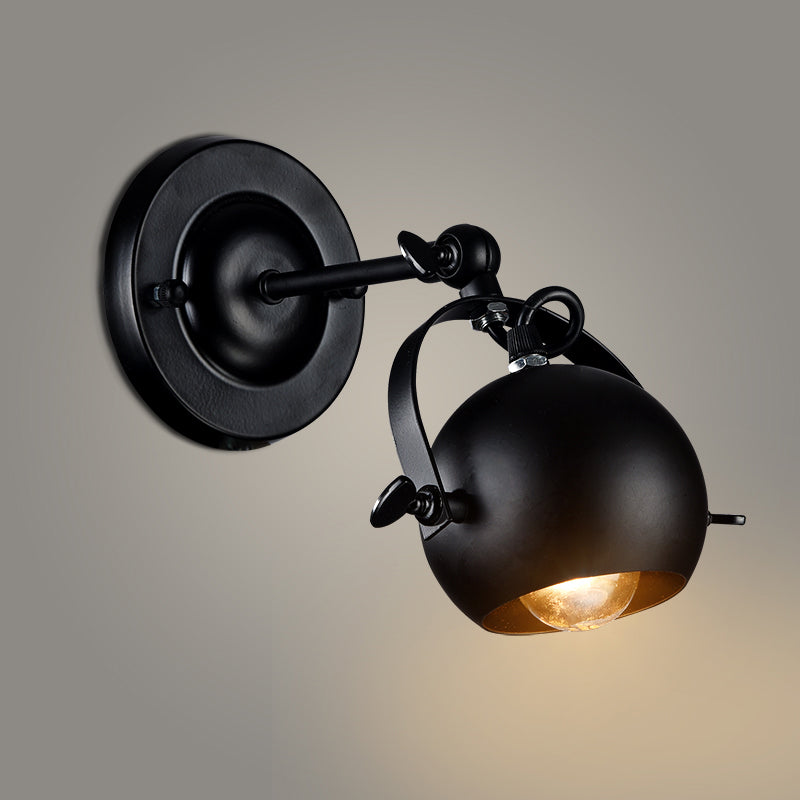 BowLift | Rotatable 1-Light Dome Wall Lamp Industrial Black Iron Wall Mounted Lighting for Restaurant