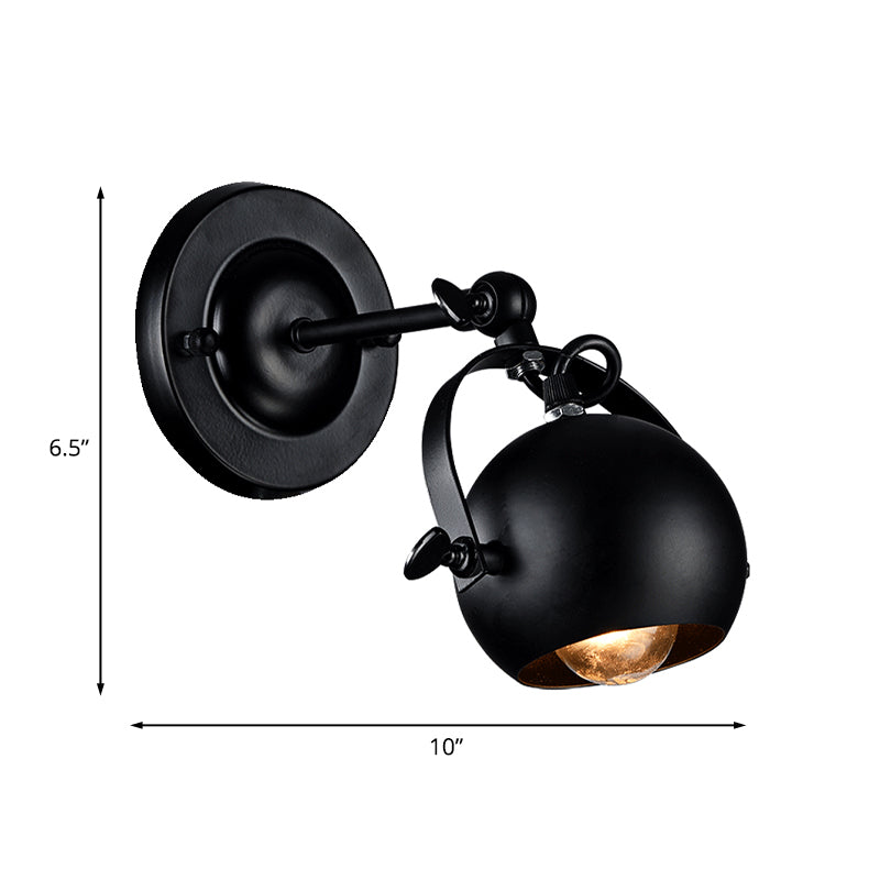 BowLift | Rotatable 1-Light Dome Wall Lamp Industrial Black Iron Wall Mounted Lighting for Restaurant