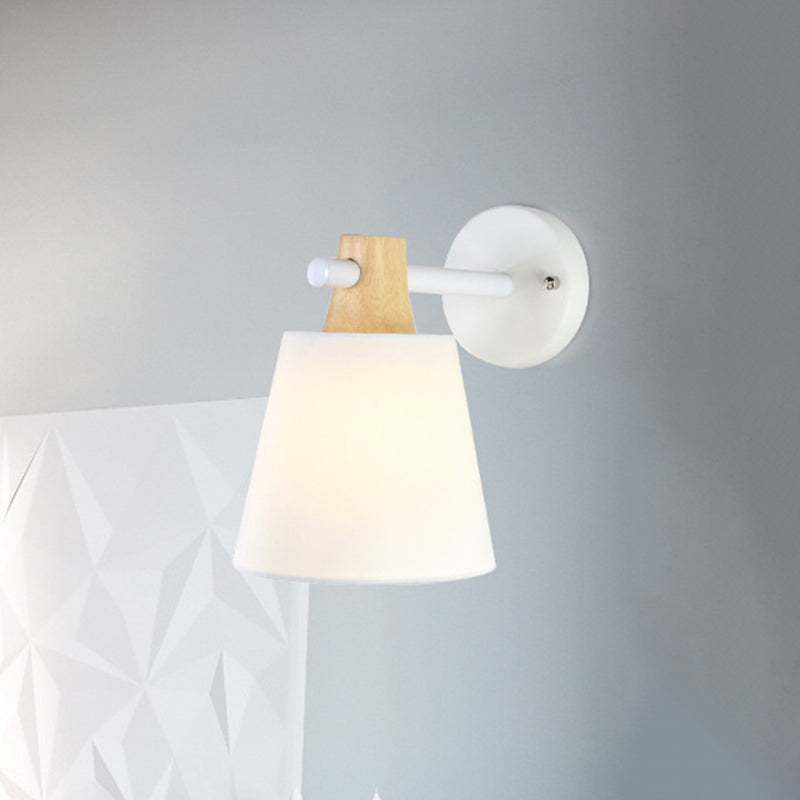 BowLift | Conical Wall Lamp Macaron Fabric 1 Head Blue/White/Yellow Wall Lighting Ideas with Straight Arm and Wood Clamp