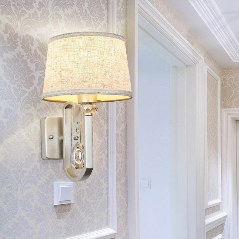 BowLift | Round Shadow Wall Mount Lighting Modernism 1 Head Flat Wall Sconce with Nickel Swing Arm and Crystal Accent