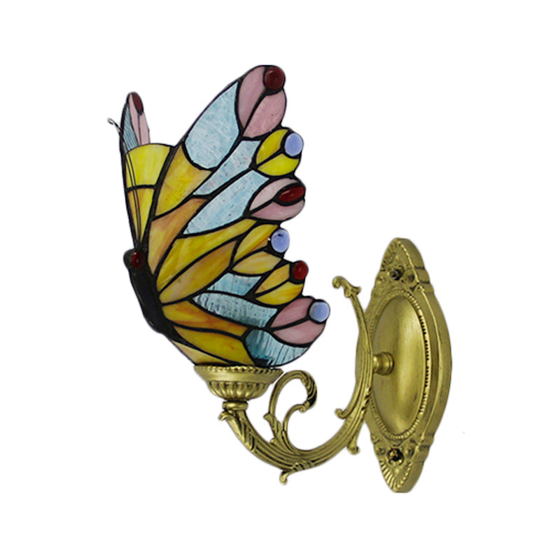 BowLift | Tiffany Creative Wall Lamp Butterfly 1 Light Colored Glass Wall Lamp for Children's Room