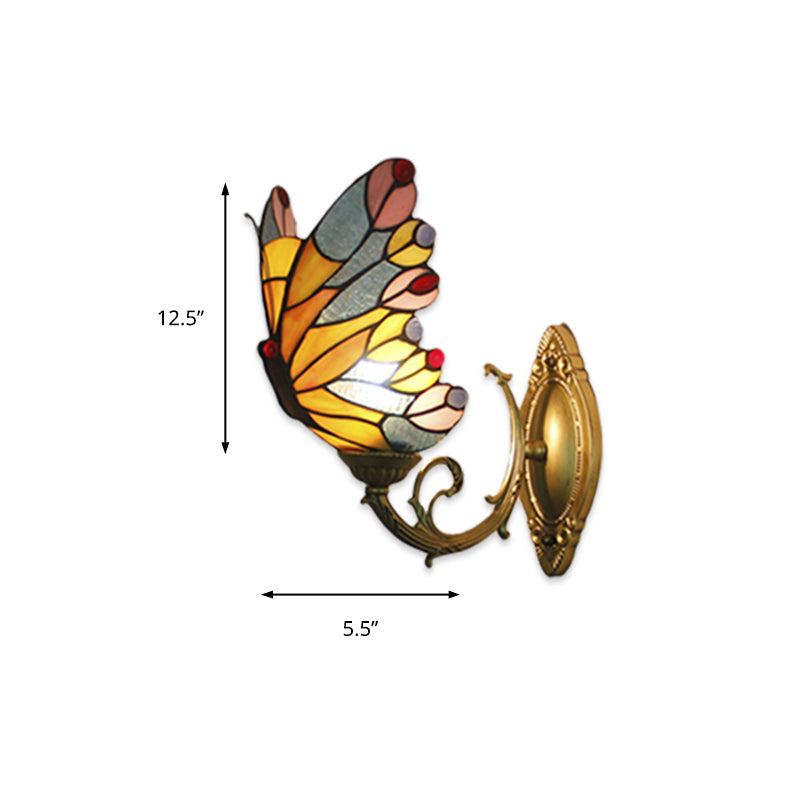 BowLift | Tiffany Creative Wall Lamp Butterfly 1 Light Colored Glass Wall Lamp for Children's Room
