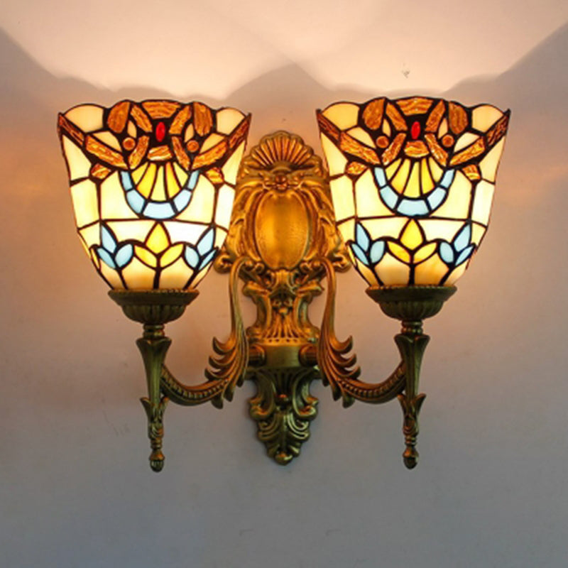 BowLift | Victorian Bell Wall Mounted Lighting Woven Glass 2 Heads Wall Lamp for Dining Room