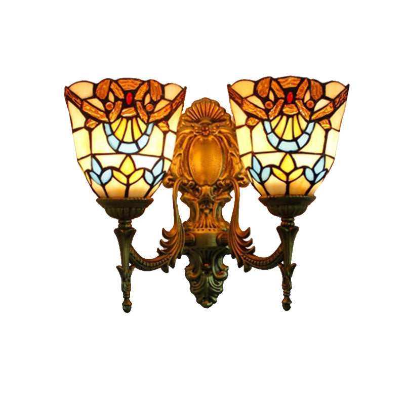 BowLift | Victorian Bell Wall Mounted Lighting Woven Glass 2 Heads Wall Lamp for Dining Room