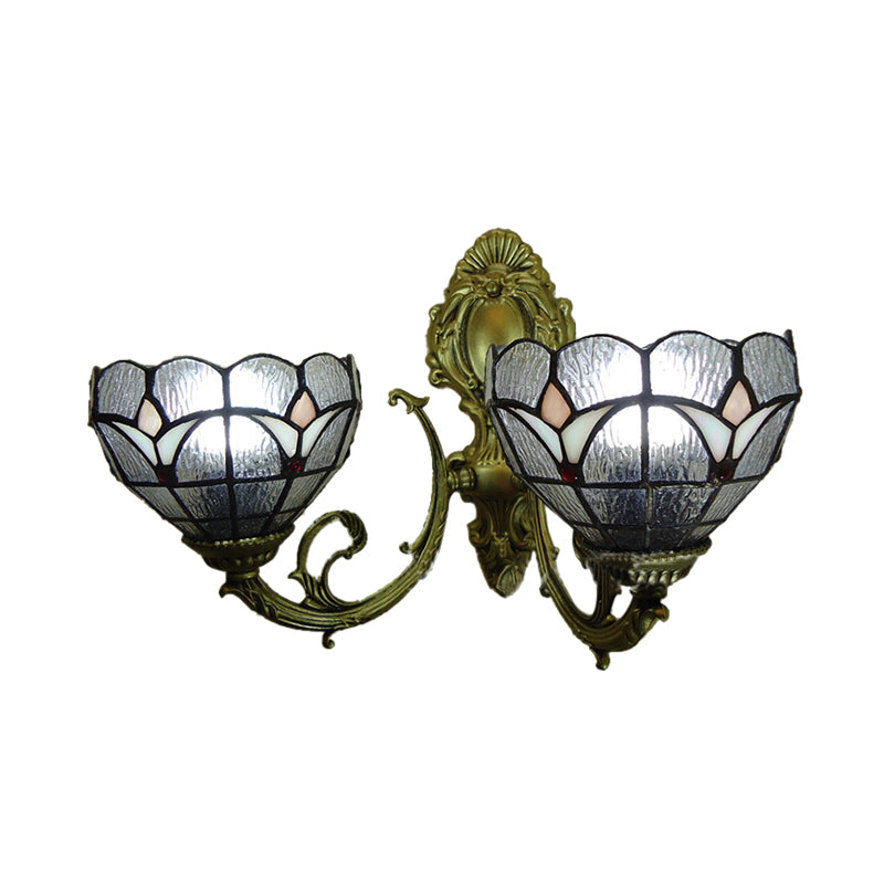 BowLift | Stained glass bowl wall lamp study 2 lights Tiffany traditional wall lamp in blue/clear