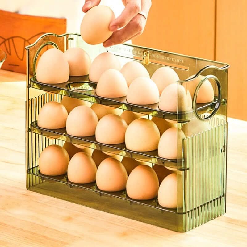 BowLift | Clear Egg Organizer – Space-Saving Rolling Fridge Storage