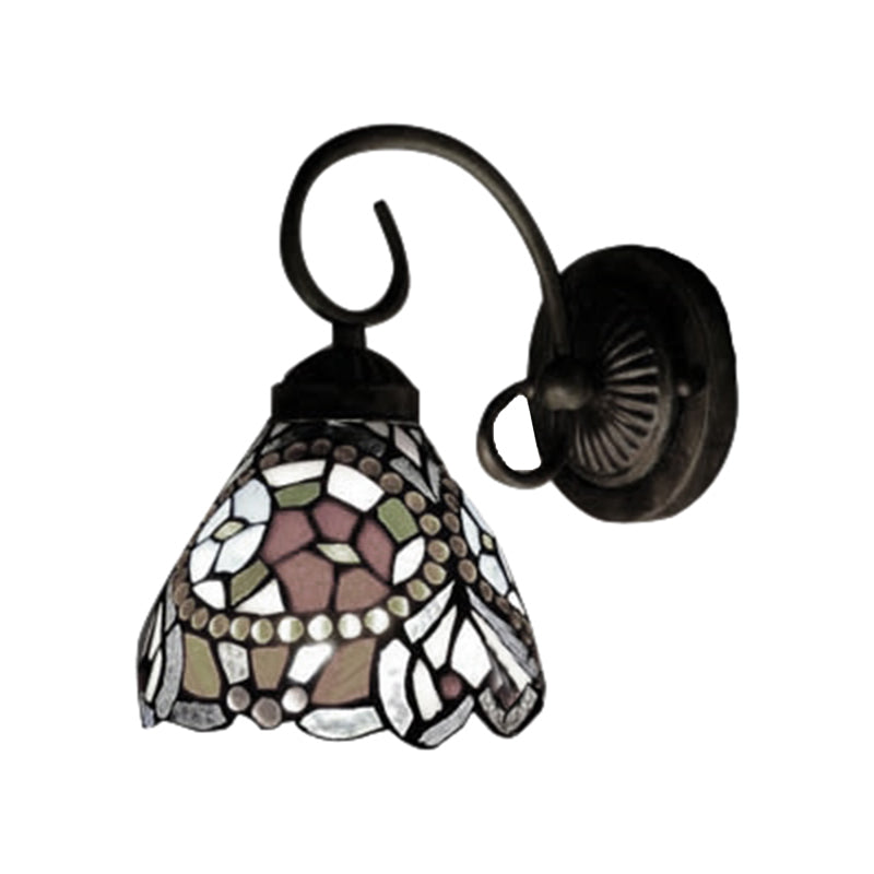 BowLift | Flower Wall Light Tiffany Multicolor Stained Glass 1 Head Rust Wall Light