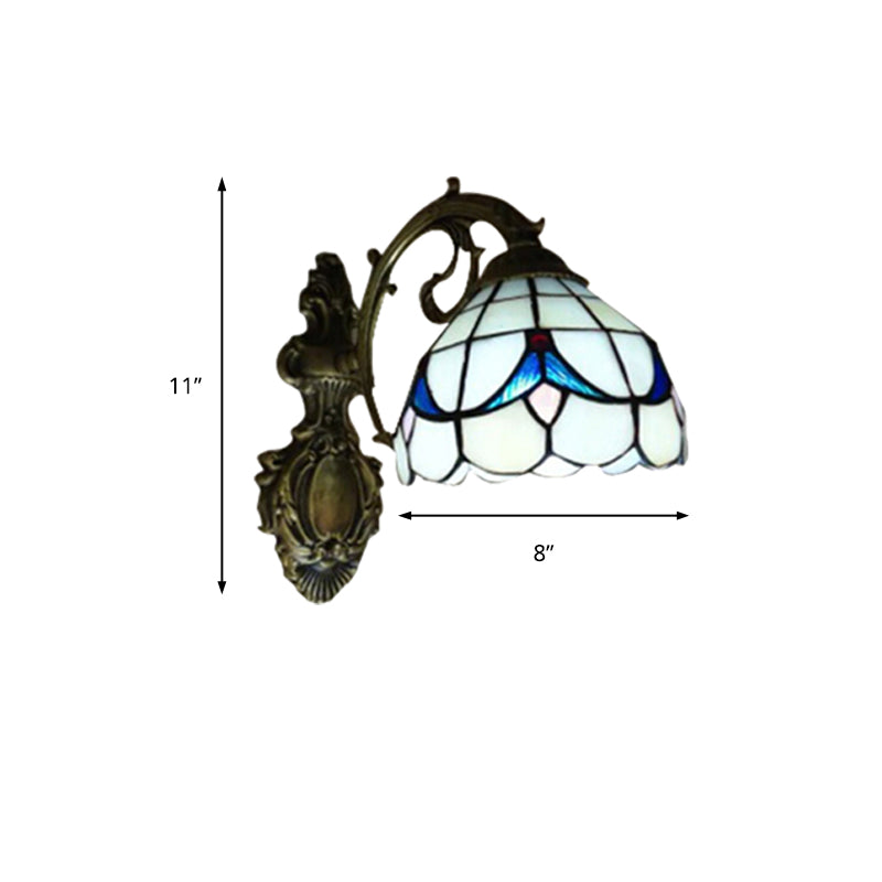 BowLift | Tulip Motif Bathroom Wall Light Glass 1 Light Tiffany Stylish Wall Light in Antique Bronze Finish