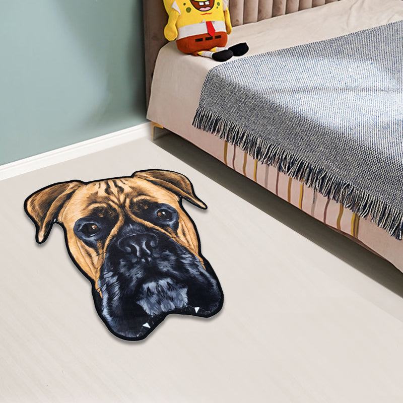 BowLift | Creative Brown Contemporary Carpet Polyester Dog Pattern Rug Washable Pet Friendly Non-Slip Carpet for Kids Room
