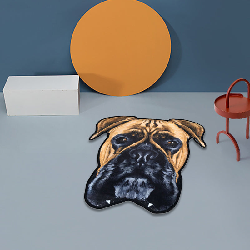 BowLift | Creative Brown Contemporary Carpet Polyester Dog Pattern Rug Washable Pet Friendly Non-Slip Carpet for Kids Room