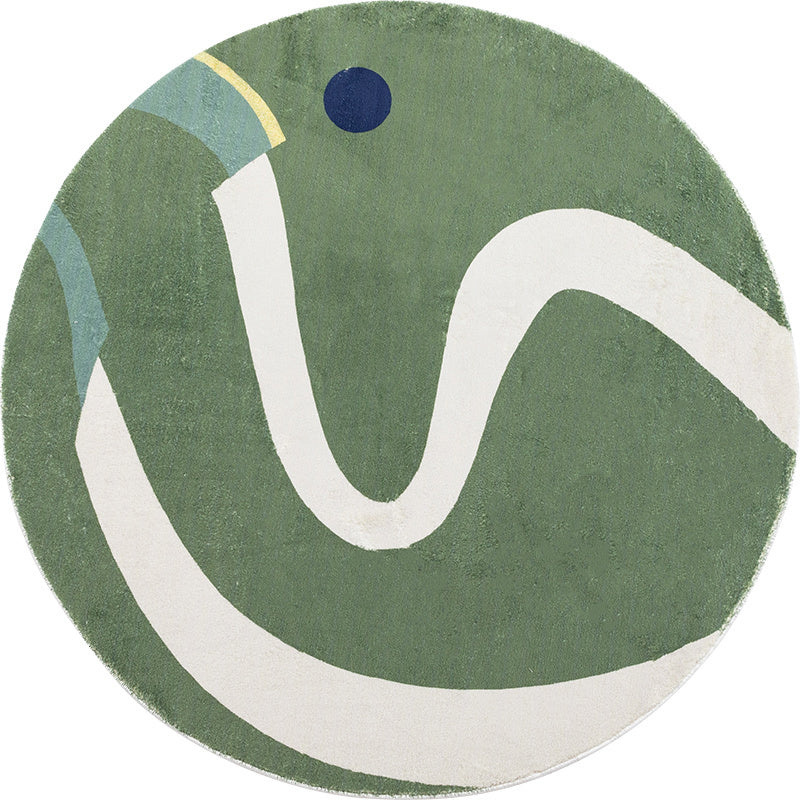 BowLift | Green and White Abstract Carpet Polyester Modern Carpet Pet Friendly Washable Non Slip Runner for Living Room