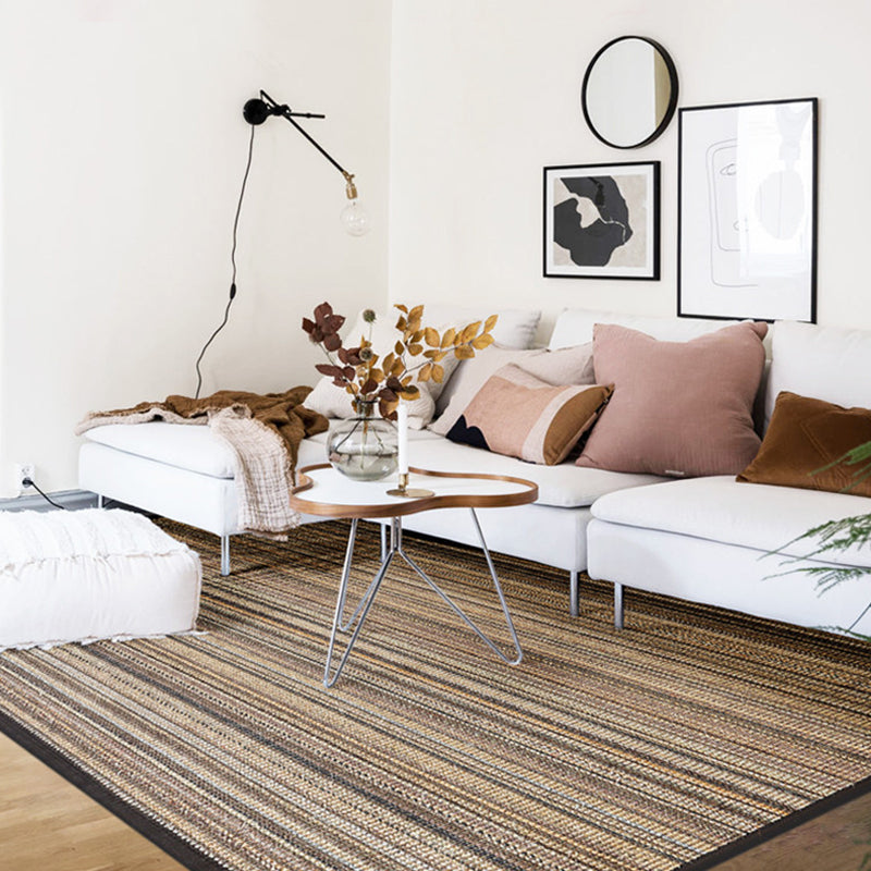 BowLift | Brown Striped Pattern Rug Sisal Rustic Rug Pet Friendly Washable Non-Slip Rug for the Bedroom