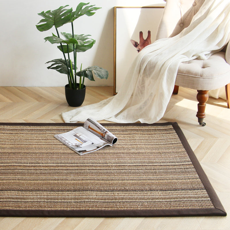 BowLift | Brown Striped Pattern Rug Sisal Rustic Rug Pet Friendly Washable Non-Slip Rug for the Bedroom