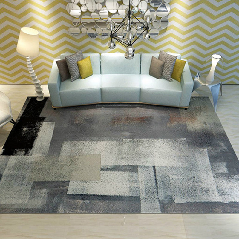 BowLift | Unique brush stroke pattern rug blue industrial rug polyester pet-friendly washable non-slip area rug for bedroom