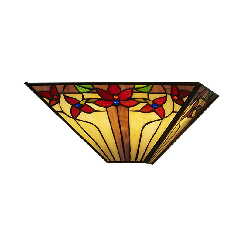 BowLift | Floral Wall Lamp Light Mission Style Colored Glass 1 Light Wall Mounted Light for Dining Room