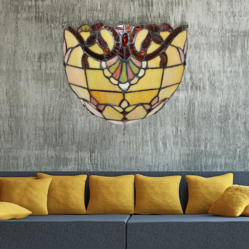BowLift | Victorian Wall Lamp Lighting with Bowl Shade Yellow Glass 1 Light Bedroom Wall Lamp
