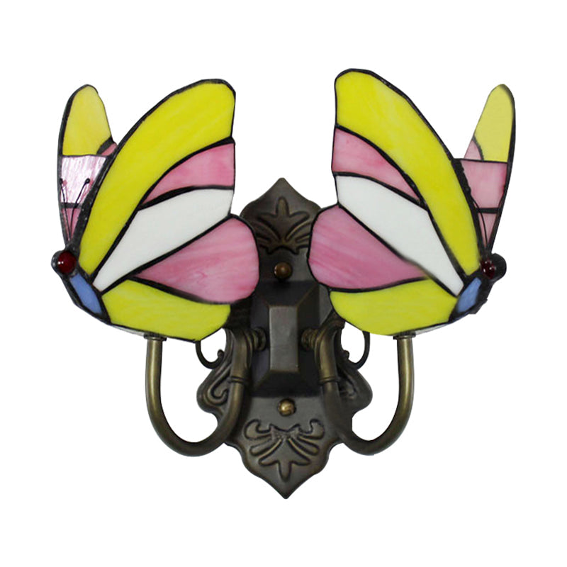 BowLift | Butterfly Wall Light Country Stained Glass 2 Lights Wall Light Lamps Light for Living Room