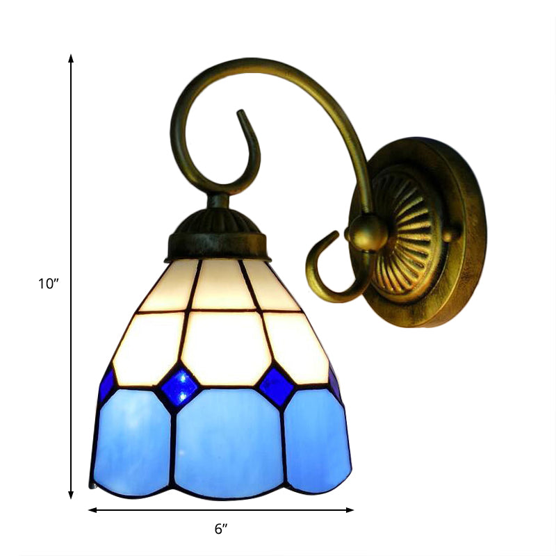 BowLift | 1 head bowl wall light Tiffany Orange/Blue/Pink glass wall lamp with curved arm for hallway