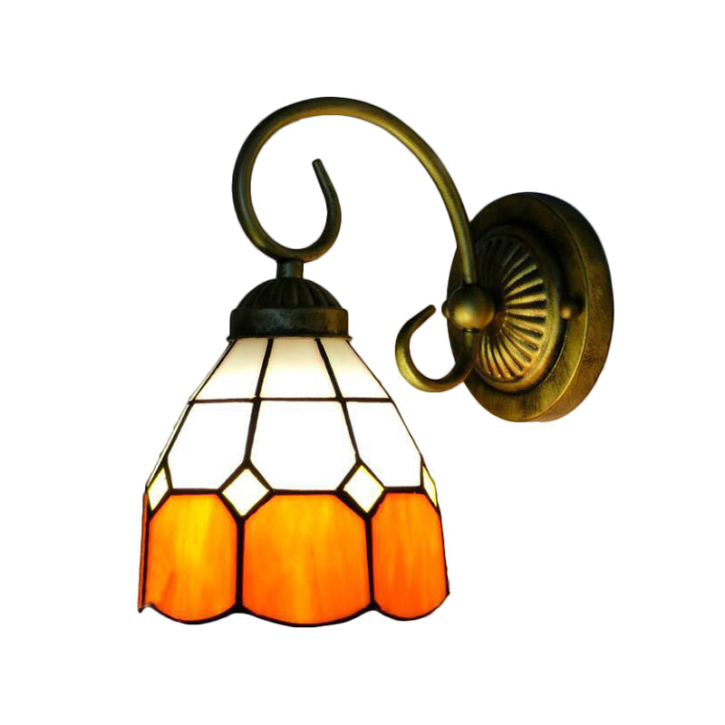 BowLift | 1 head bowl wall light Tiffany Orange/Blue/Pink glass wall lamp with curved arm for hallway