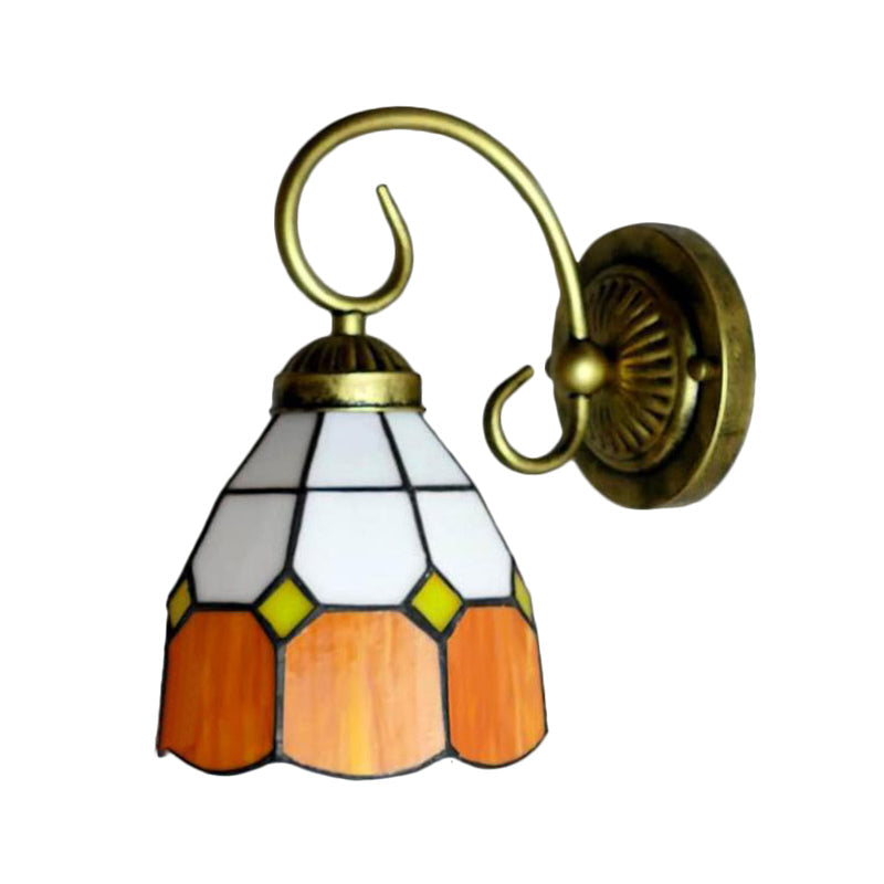 BowLift | 1 head bowl wall light Tiffany Orange/Blue/Pink glass wall lamp with curved arm for hallway
