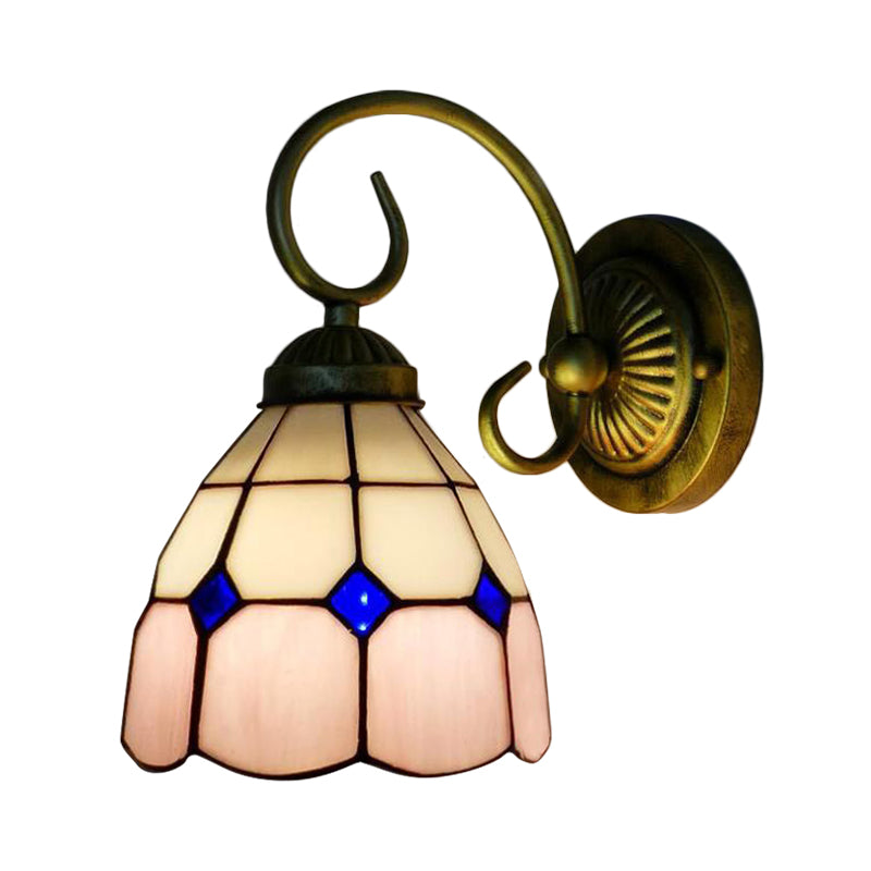 BowLift | 1 head bowl wall light Tiffany Orange/Blue/Pink glass wall lamp with curved arm for hallway