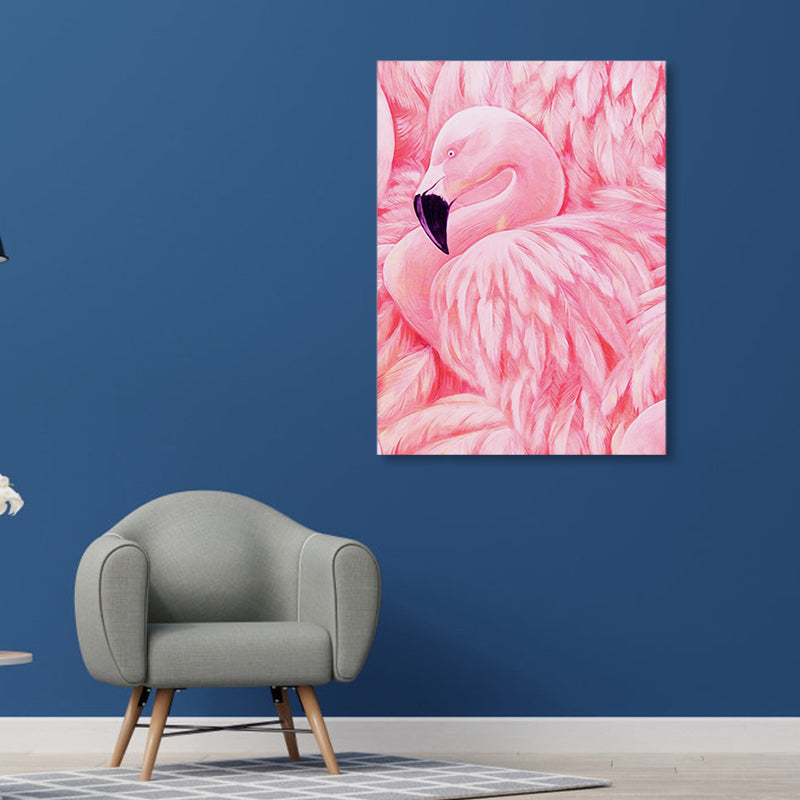 BowLift | Flamingo Canvas Print Tropical Style Texture Wall Art Decor in Pink for Family Room