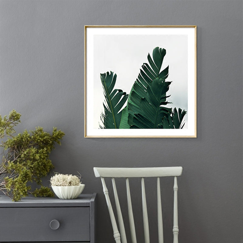 BowLift | Green Banana Leaves Canvas Print Botanical Tropix Textured Wall Art for the Dining Room