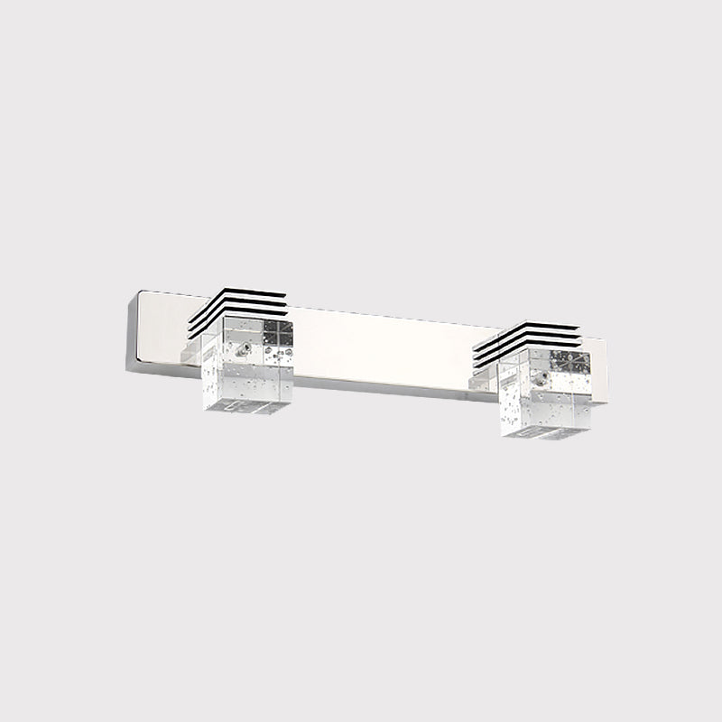 BowLift | Cuben Bathroom Wall Lamp Clear Crystal 2/3 Bulbs Modernism Wall Lighting in Chrome, Warm/White Light