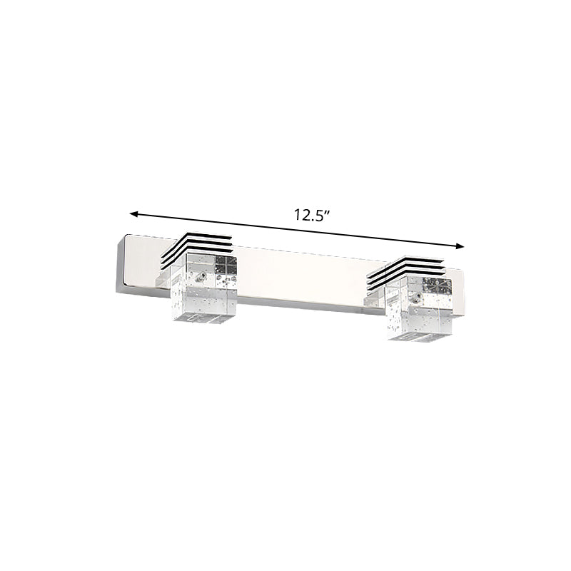 BowLift | Cuben Bathroom Wall Lamp Clear Crystal 2/3 Bulbs Modernism Wall Lighting in Chrome, Warm/White Light