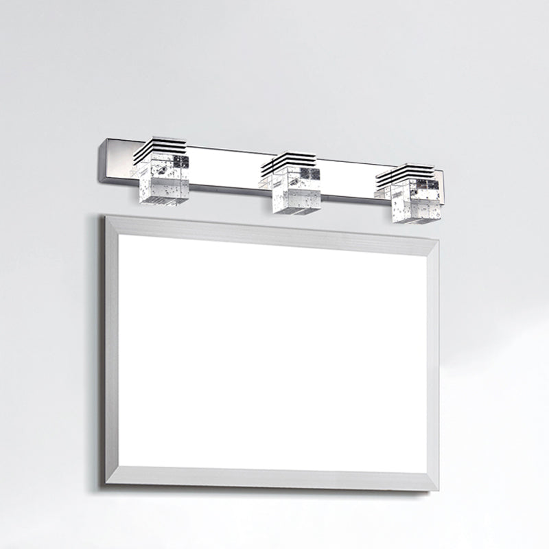 BowLift | Cuben Bathroom Wall Lamp Clear Crystal 2/3 Bulbs Modernism Wall Lighting in Chrome, Warm/White Light