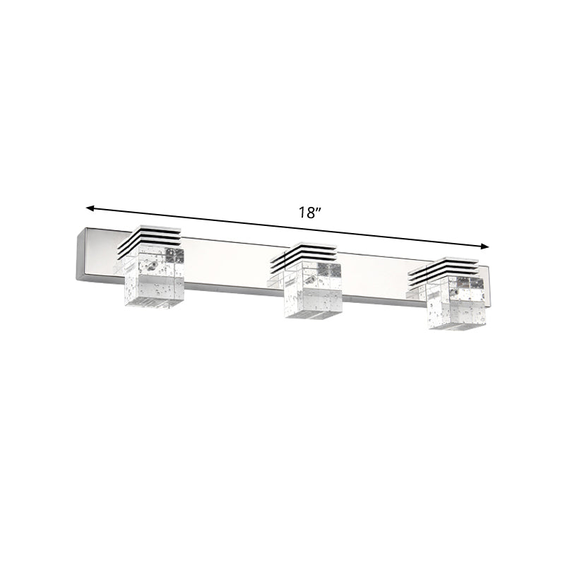 BowLift | Cuben Bathroom Wall Lamp Clear Crystal 2/3 Bulbs Modernism Wall Lighting in Chrome, Warm/White Light