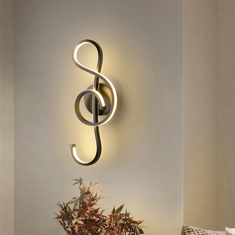 BowLift | Iron Musical Note Wall Mounted Lamp Modernist Black/White LED Surface Wall Light in Warm/White Light