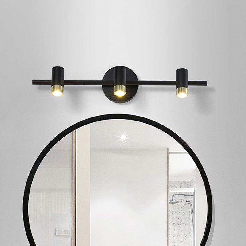 BowLift | Black Short Tube Wall Vanity Lamp Modern 3 Bulb Metal Adjustable Wall Light Lighting