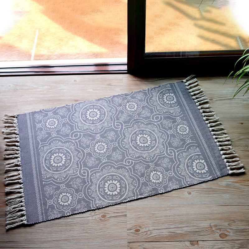 BowLift | Stylish Tribal Pattern Rug Multicolor Moroccan Rug Cotton Washable Non-Slip Pet-Friendly Rug for Living Room