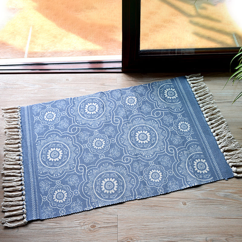 BowLift | Stylish Tribal Pattern Rug Multicolor Moroccan Rug Cotton Washable Non-Slip Pet-Friendly Rug for Living Room