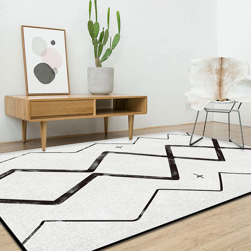 BowLift | Light Gray Bedroom Rug Southwestern Tribal Geometric Pattern Rug Polypropylene Machine Washable Non-Slip Back Rug
