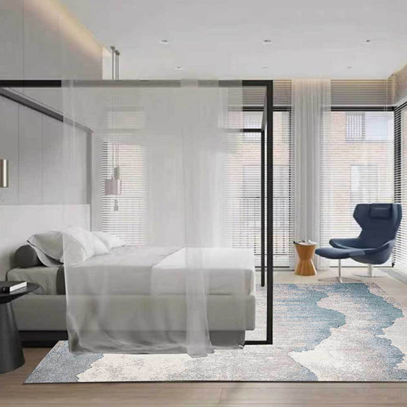 BowLift | Industrial Bedroom Rug Grey Abstract Rug Polyester Washable Non-slip Pet-friendly Rug